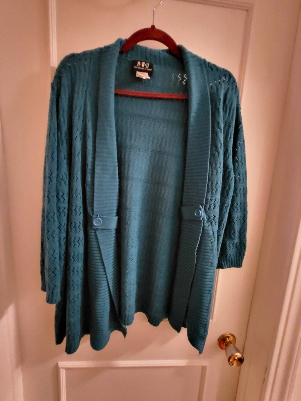 NWD Nrw Wimen Design Teal Open-Front Knit Cardigan Sweater 3X